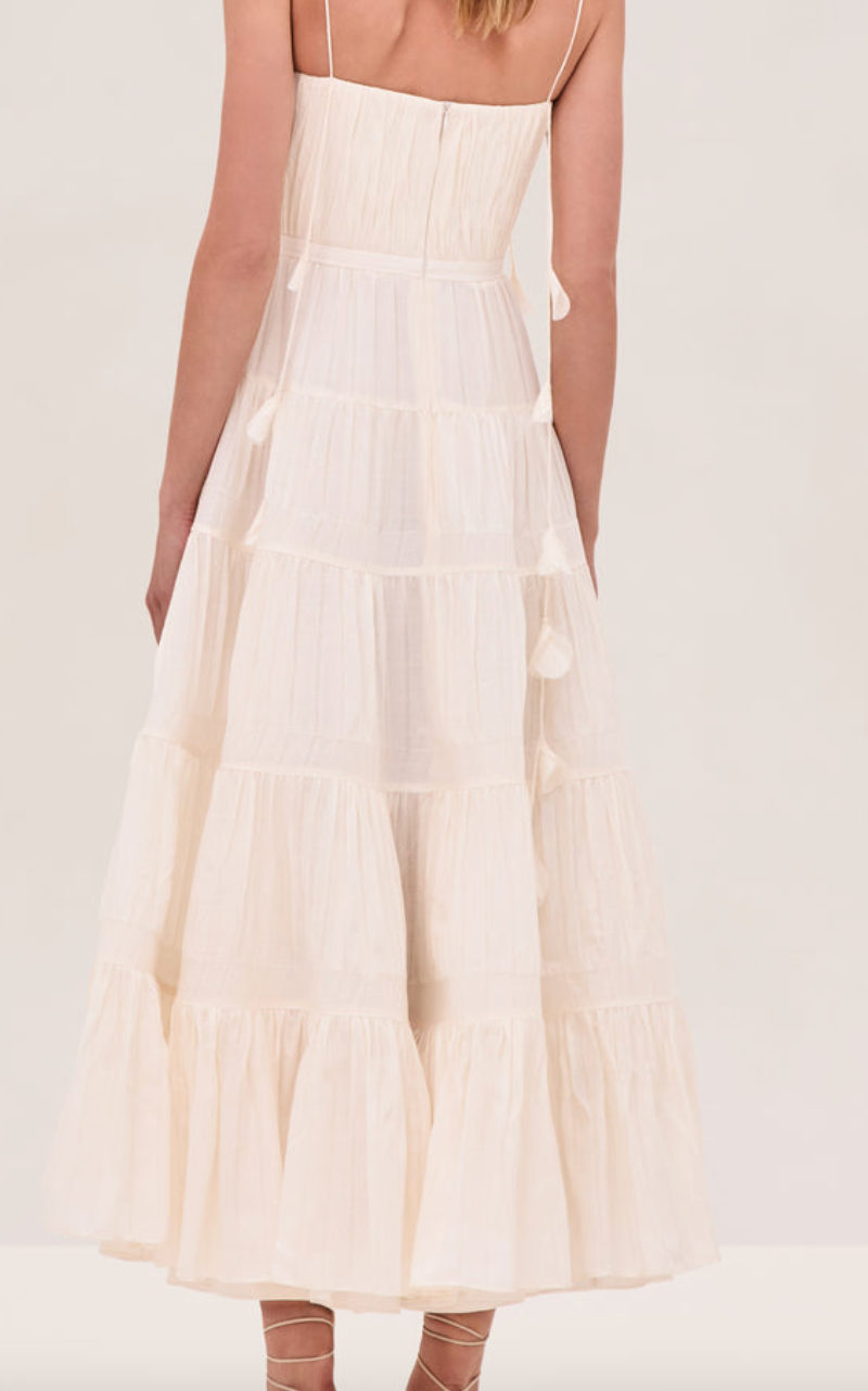 Gienna Midi Dress in Alabaster