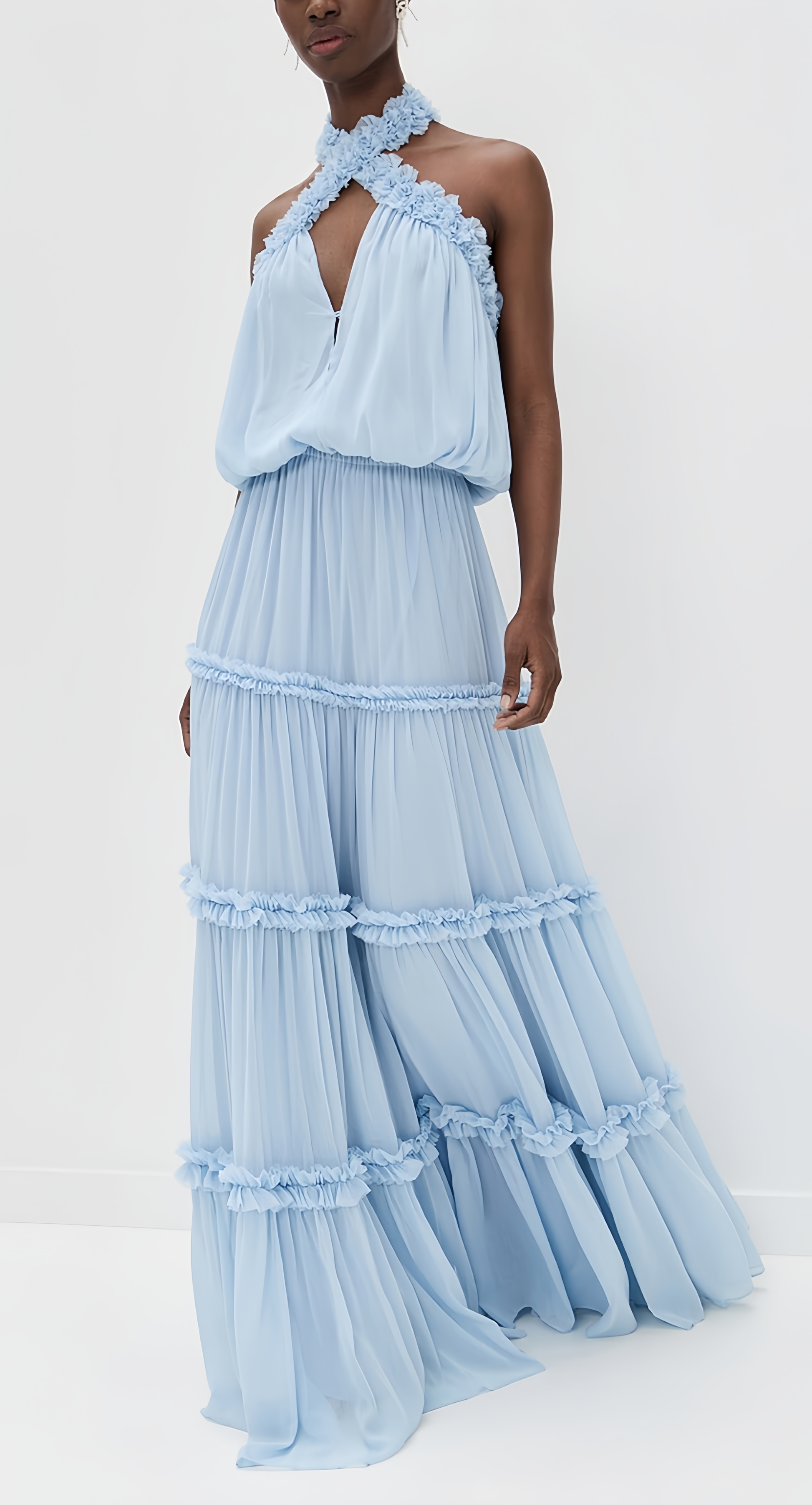 Izbelle Ruffle Gown in Chiffon