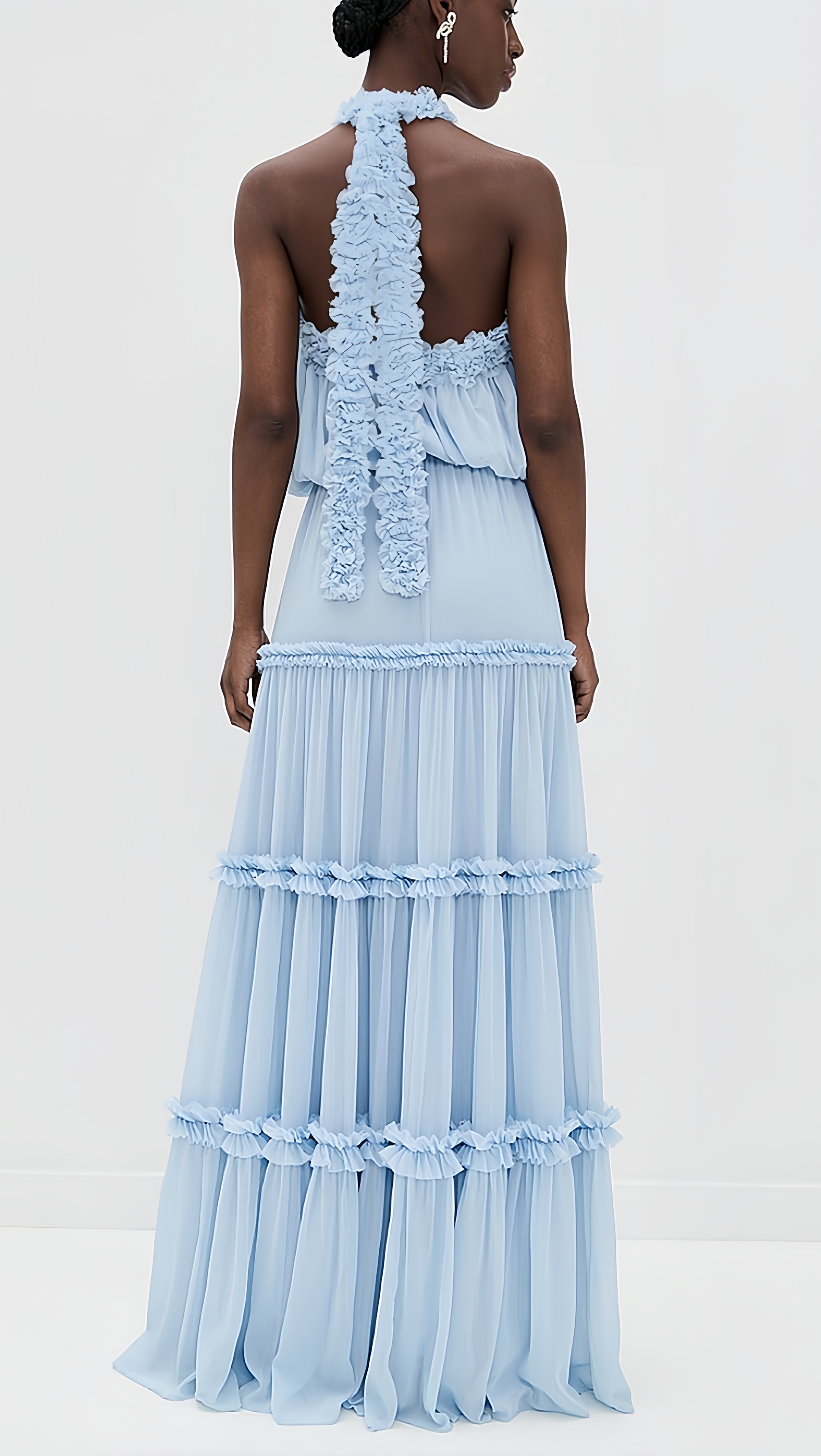 Izbelle Ruffle Gown in Chiffon