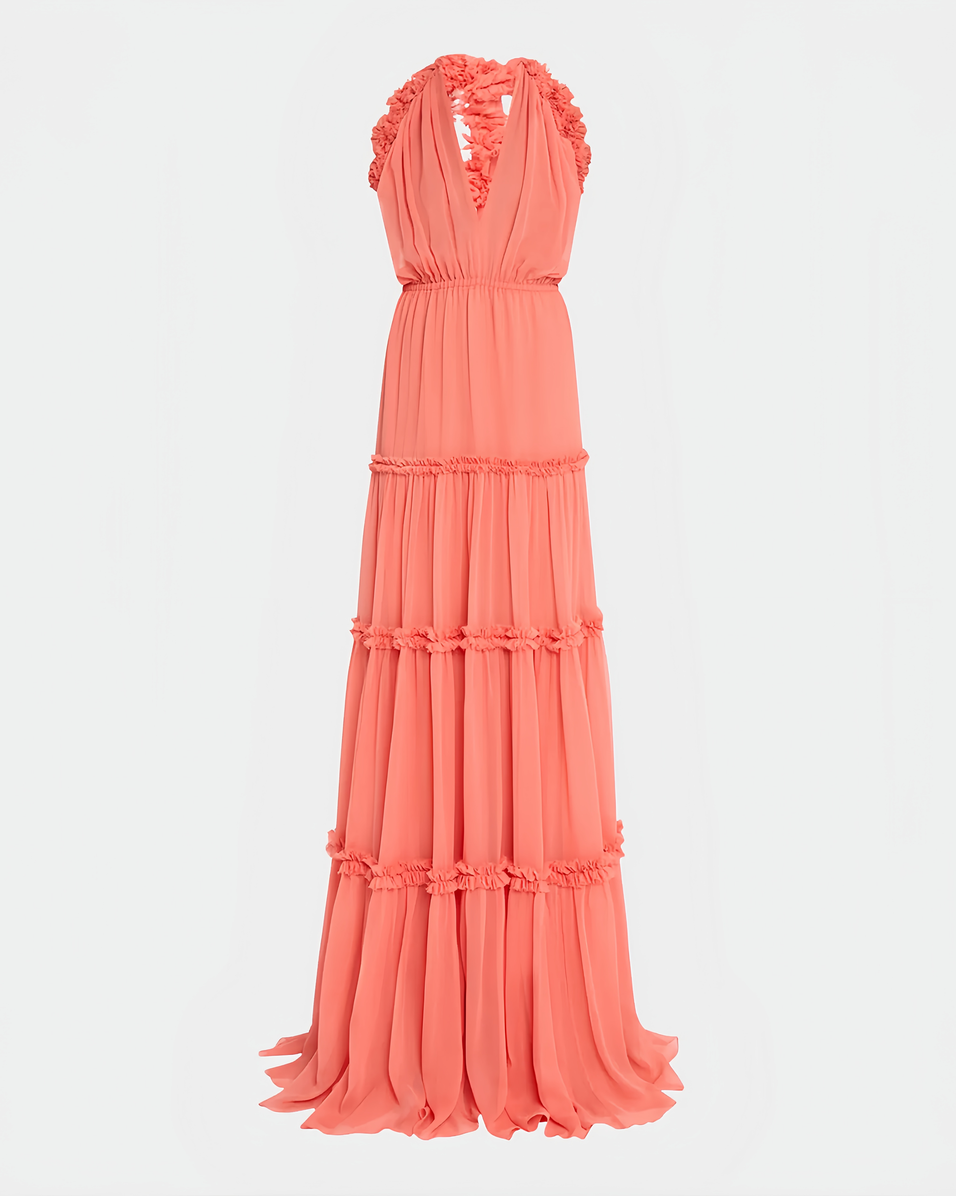 Izbelle Ruffle Gown in Chiffon