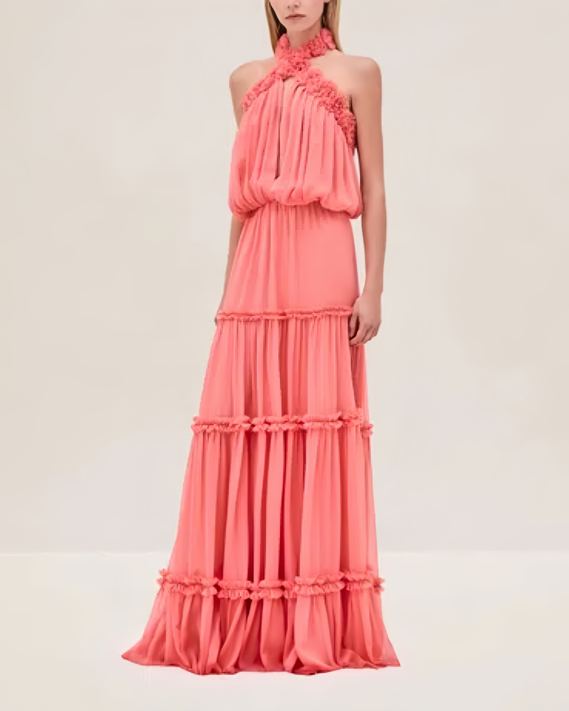 Izbelle Ruffle Gown in Chiffon