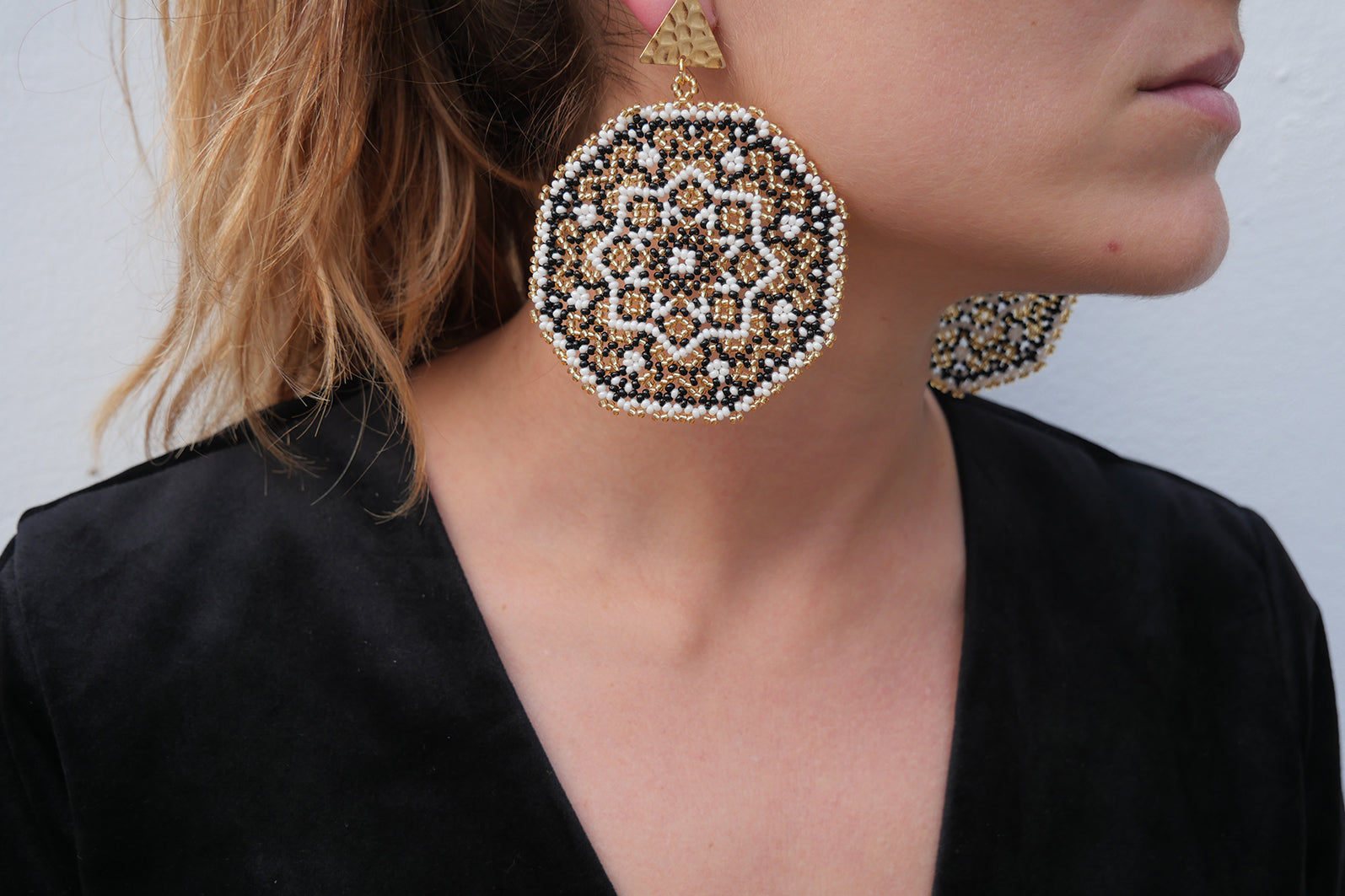 Black & White Geometrical Pattern Earrings
