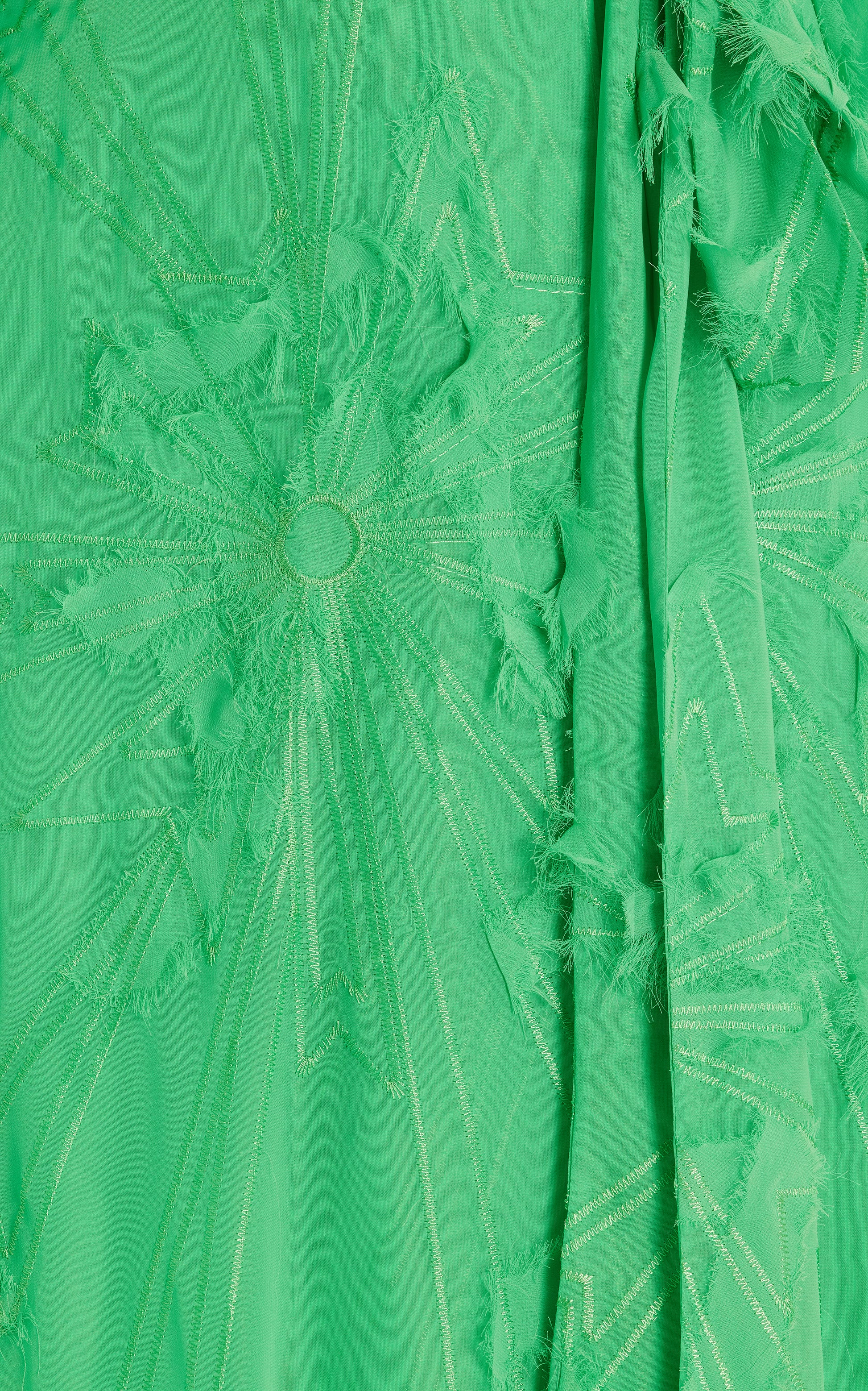Feather-trim Voile Maxi Dress